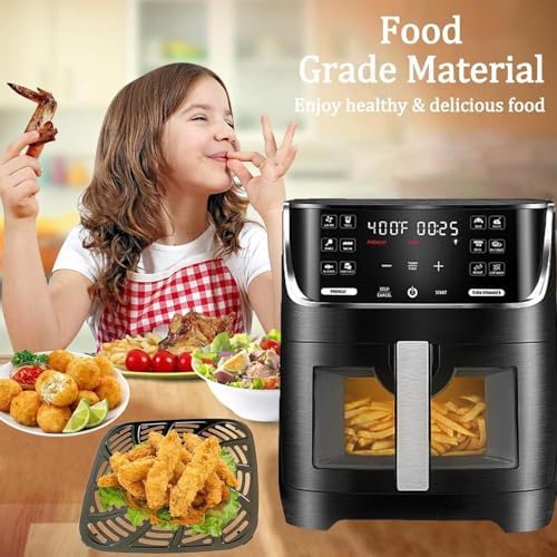 8QT Square Air Fryer Tray for Gourmia GAF824 Air Fryers, Upgraded Double Layer Nonstick Coating Air Fryer Grill Pan Crisper Plate Rack Grate Shelf for 8QT Gourmia Air Fryer, Dishwasher Safe - Image 3