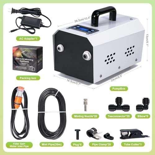 Outdoor Misting Cooling System High Pressure Misters for Outside Patio with Pump Kit, 65.6FT Misting Line with Brass Mist Nozzles Self Priming Sprayer Misters for Chicken Coop Garden Greenhouse - Image 2