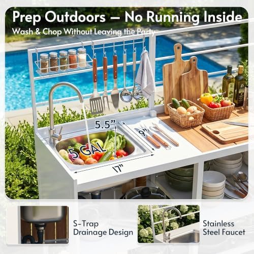 Modular Outdoor Kitchen Island with Sink, 4Pcs Aluminum Outdoor Kitchen Kit - Image 5