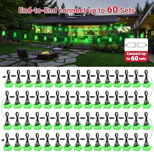 LAMPHOME 2-Pack 26Ft ST38 Green St Patrick's Day Patio Lights, Outdoor String Lights with 12+1 Shatterproof LED Edison Bulbs, Waterproof String Lights for Bistro Christmas Party Decor - Image 7