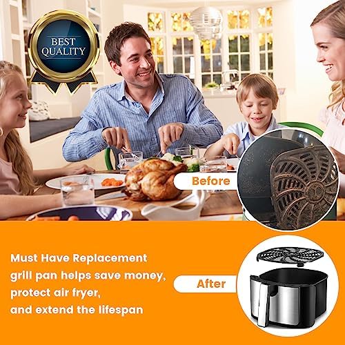 Air Fryer Accessories for Gourmia GAF798 GAF716 7QT Air Fryer, Food Grade Nonstick 8.97''*8.97'' Air Fryer Replacement Parts Rack Tray Grill Pan Grill Plate Crisper Plate, Dishwasher Safe - Image 7
