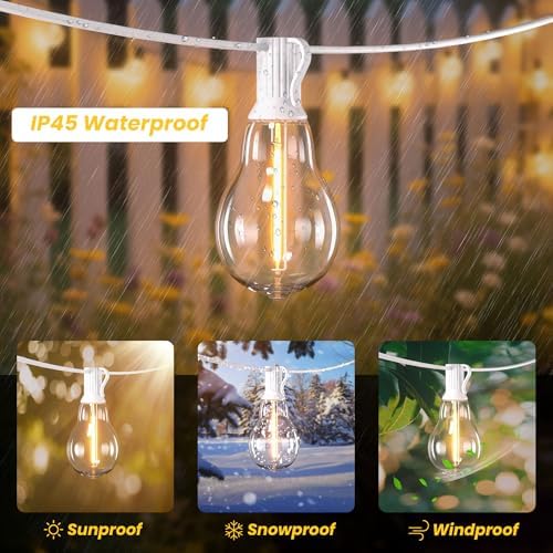 White Outdoor String Lights 75FT Waterproof Lighting for Patio Wedding Yard - Image 4