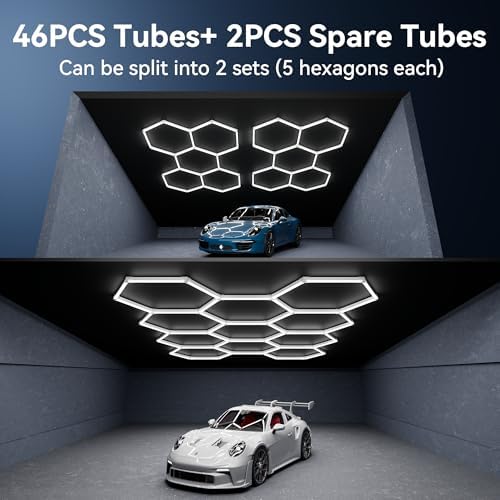MODERN 11 Hexagon LED Garage Light, Ultra-Bright 6500K Natural White, 11 Grids for Garage, Mall, Shop, and Auto Detailing. - Image 2