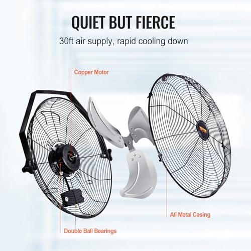 VEVOR 18 Inch Industrial Wall Mount Fan 2PCS High Velocity 4000 CFM Black - Image 7