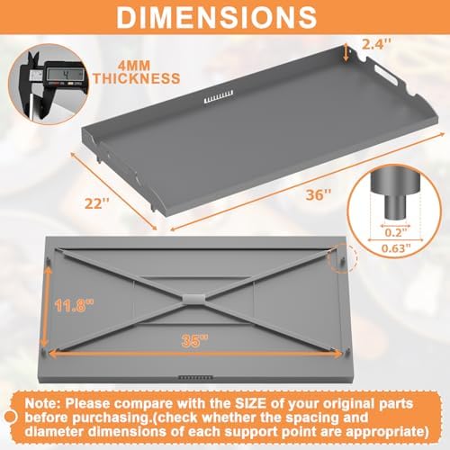 Griddle Top Replacement for Blackstone 36" Flat Top Grill w/Rear Grease - Image 3
