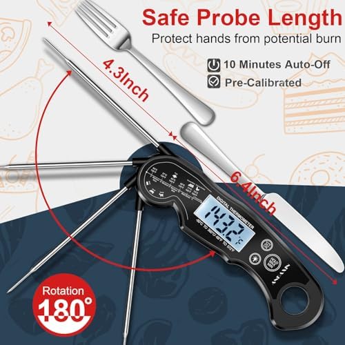 Meat Thermometer Digital - Fast Instant Read Food Thermometer for Cooking, Candy, Outside Grill, and Roast, Digital Food Thermometer with Backlight LCD & Calibration - Image 5