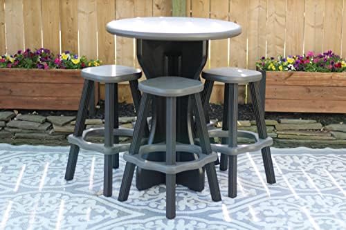 Patio Table Set with Four Barstools - Black Base with Deep Grey Accents - Perfect for Patio and Outdoor Spaces. Hardware Free Easy Assembly. Proudly Made in USA - Image 4