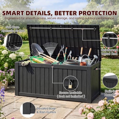 KAMABOKO Outdoor Storage Box, 160 Gallon Deck Box Outdoor Waterproof - Image 4