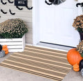 Front Outdoor Door Mat 2'x3'Tan Black Striped Outdoor Rug Washable Doormat by BUAGETUP