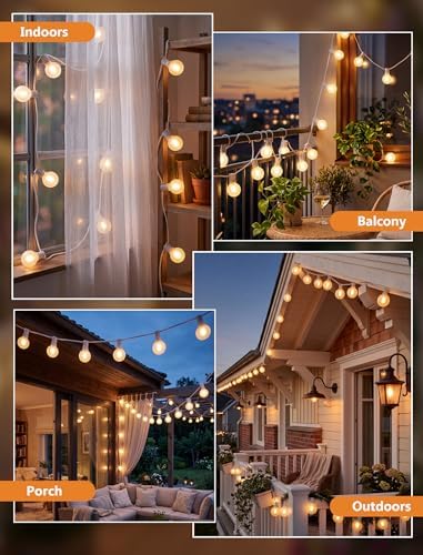 GOOTHY Outdoor LED String Lights, 50Ft with 52 Frosted White LED Globe Bulbs, Waterproof for Indoor/Outdoor Use, Perfect for Garden, Bistro, Pergola, Tents & Decorations, White - Image 6