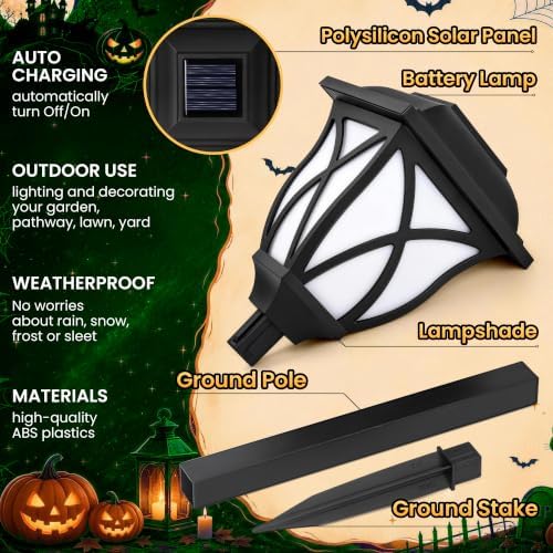 GIGALUMI Solar Halloween Lights Outdoor, LED Solar Pathway Lights 8 Pack - Image 3
