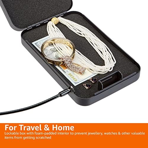 Amazon Basics Portable Security Case Lock Box Safe with Combination Lock for Valuables,Documents,College Dorm Room,XL,Black,(Pack of 4) - Image 4