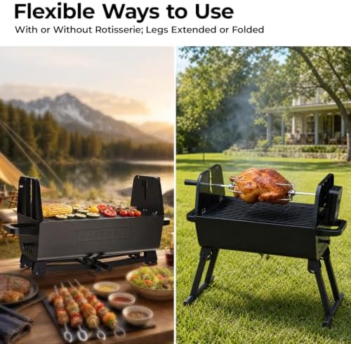 BRANDMAN GRILLS SINCE 1987 2 in 1 Portable Charcoal BBQ Rotisserie Grill - Image 3