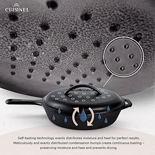 Cast Iron Skillet Set with Lids - 10"+12"-inch Pre-Seasoned Covered Frying Pan Set + Silicone Handle and Lid Holders + Scraper/Cleaner - Use Indoor/Outdoor, Oven, Stovetop, Fire, BBQ Kitchen Cookware - Image 3