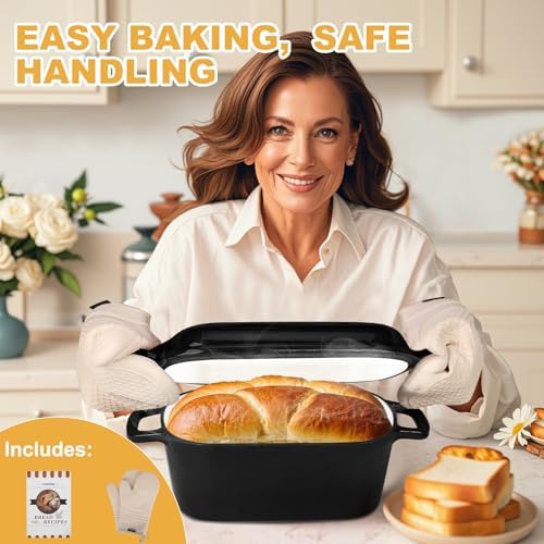 Oval Enameled Dutch Oven for Bread Baking - 3.6QT Cast Iron Sourdough Bread Pan with Lid - Image 2