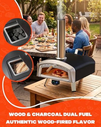 Mimiuo 16" Outdoor Wood/Charcoal Pizza Oven with Smart Temperature Display - Image 6