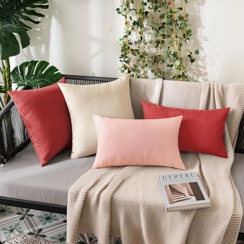 MIULEE Decorative Outdoor Pillow Covers Lumbar Waterproof 12x20 Light Pink - Image 5