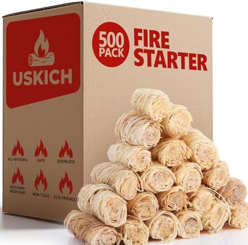 500Pcs Fire Starter,Fire Starters for Campfires,Fireplace, Pellet Stove & Wood, Fire Pit, Smoker, BBQ, Chimney, Pizza Oven - Fire Starters for Grill, Charcoal Starter, for Men by USKICH