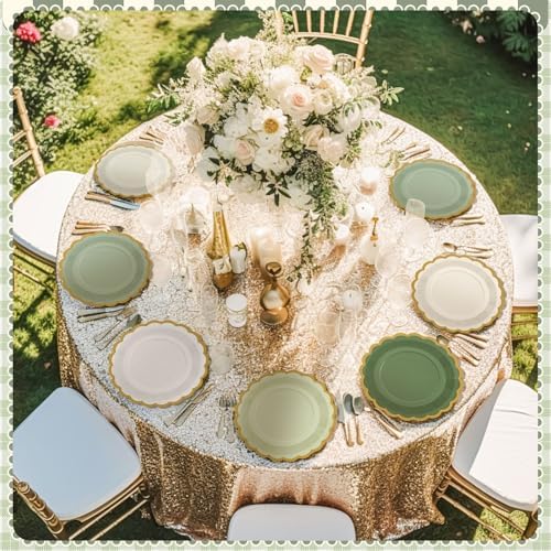 96 Pcs Sage Paper Plates 9 Inch Scalloped - Image 6