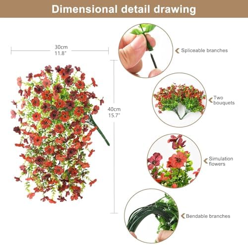 ZFProcess Artificial Hanging Flowers for Outdoors Fall Decoration - Image 2