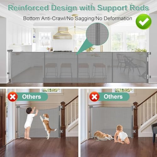 Reinforced 37" Tall x 195" Extra Wide Baby Gates for Large Openings, Gray - Image 2