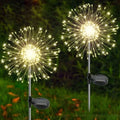 Solar Garden Lights Outdoor, 2 Pack 120 LED Twinkling Firework Lights Decorative with 2 Modes, Outdoor Waterproof Solar Starburst Light for Outside Yard Pathway Garden Decor, Warm White by Yaafen