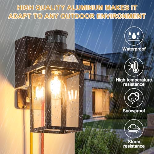 Porch Lights with GFCI Outlet Dusk to Dawn Outdoor Lighting Brown 2Pack - Image 4