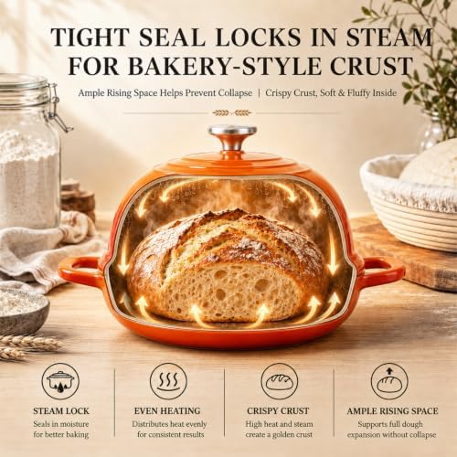 Enameled Cast Iron Dutch Oven with Lid, 5QT Dutch Oven for Bread Baking - Image 3