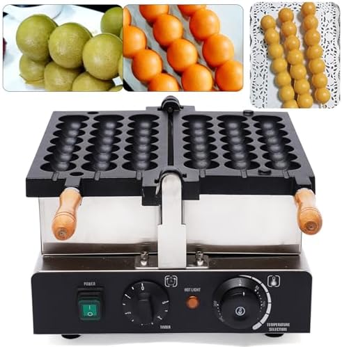 1600W Commercial Waffle Ball Maker, Stainless Steel Electric Skewer Ball Waffle Maker Bubble Waffle Maker Machine of 50~300℃ With LED Light Indicates for Bakeries, Restaurants - Image 3