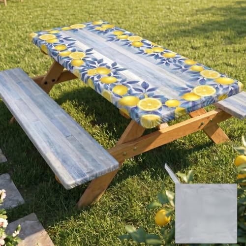 Picnic Table Cover with Bench Covers Camping Tablecloth Set with Pocket by pickyNproud