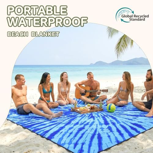 Genovega Waterproof Sandproof Beach Blanket Picnic Outdoor Mat Rug Extra Large Foldable Sand Free Big Giand XL Car Essential Roadtrip Gadget Rv Accessories Gear Must Haves Hiking Items Necessities - Image 3