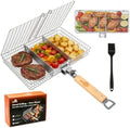 WILLBBQ Stainless Steel Grill Basket with Removable Divider, Gift Set by WILLBBQ