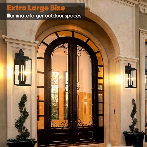 BesLowe 2-Pack 17.5" Upgraded Motion Sensor Outdoor Wall Lights, Black - Image 6