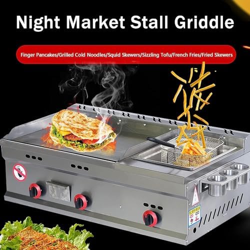 Commercial Gas Griddle - Stainless Steel Countertop Flat Top Grill, Adjustable Temperature for Outdoor Catering, Kitchen LPG Gas Grill - Image 2