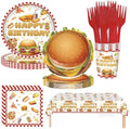 121PCS Hamburger Birthday Decorations Tableware Set for 24 Guests by Unknown