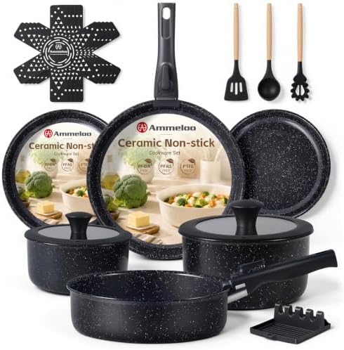 Ammeloo 21Pcs Pots and Pans Set Non Stick with Detachable Handle Frying Pan by Unknown