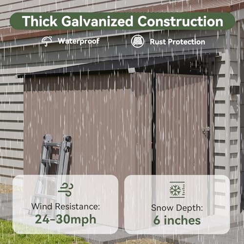 Aoxun 4x6 FT Lean to Shed for Backyard,Brown - Image 3