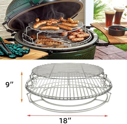 S28 3 Tier 5 Piece 304 Stainless Steel Grill Stack Rack Replacement Kit for Big Green Egg Large, Rack for Eggspander 5 Piece Kit Conveggtor Basket - Image 3