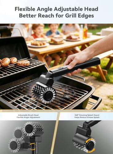 Electric Grill Brush, YFFVA Cordless BBQ Grill Brush & Cleaner for Outdoor Grill, 3-Speed 3 Brush Heads, Rechargeable, Reinforced Metal Bristles, 150 Min Runtime, Angle Adjust - Image 5