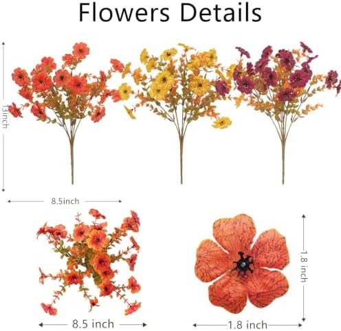 2 Set Artificial Fall Hanging Flower Baskets for Outdoor Autumn Decor - Image 6