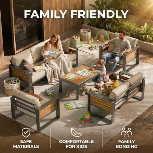 ZANDOR Aluminum Outdoor Patio Furniture Set with Table,4 Seat, Grey - Image 3