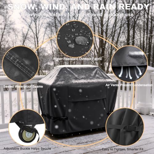 NettyPro Grill Cover for Outdoor Grill 70 Inch Waterproof Heavy Duty, Black - Image 3