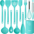 Silicone Cooking Utensils Set - 600°F Heat Resistant, Nonstick Kitchen Utensil Set with Spatulas, Spoons, Whisk, Tongs, BPA Free, Dishwasher Safe (Teal) by Unknown