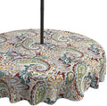 LVTXIII Round Outdoor Tablecloth with Umbrella Hole and Zipper, Water-Repellent 60 Inch Patio Table Cover for Bistro, Garden, Patio & Picnic, Vibrant Paisley by LVTXIII