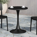 Costaelm Small Dining Table, Round PP Outdoor Table, Weather Resistant Balcony Table for Outside Poolside Deck Lawn Garden Backyard, Black by Costaelm