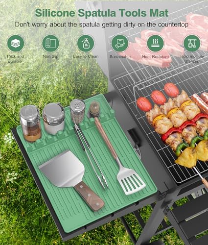 Silicone Grill Mat for Blackstone Griddle Accessories, 8-Slot Tool Mat - Image 2