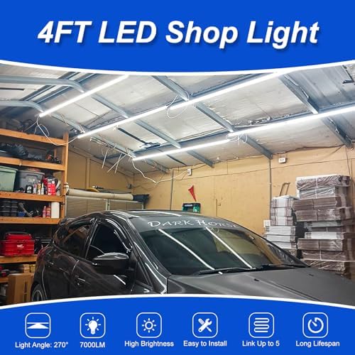XLNYUUI Led Shop Lights,4FT LED Light 50W 6000K 7000LM Led Daylight,Garage Light,Linkable Clear Cover Integrated V-Shape for Garage Warehouse Workbench Workshop(6-Pack) - Image 3
