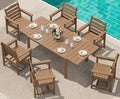 SERWALL 60" - 83" Expandable Outdoor Dining Table and 6 HDPE Chairs, Brown by SERWALL