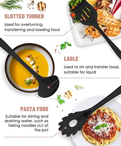 Black Kitchen Utensils Set-12 Pieces Silicone Cooking Utensils Set - Image 4