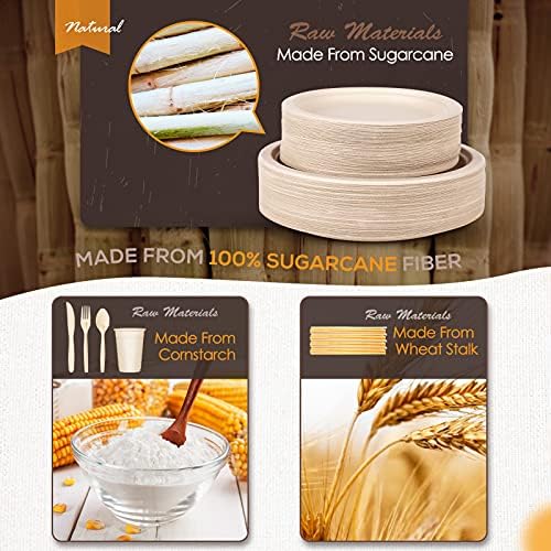 Gezond 350pcs Compostable Plates Set Heavy-duty Disposable Plates Utensils - Image 2